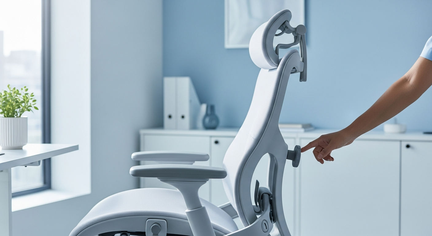 Adjustable ergonomic office chair with lumbar support in a bright modern office