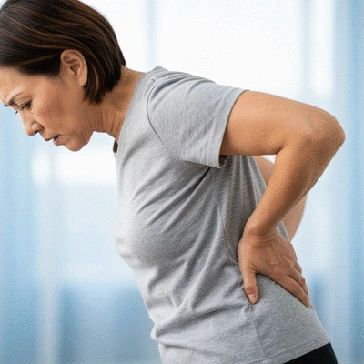 Person experiencing lower back pain, highlighting the sciatic nerve area